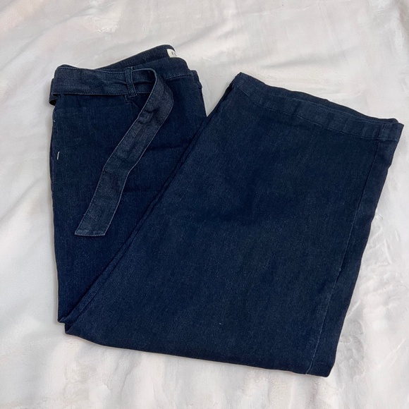 High Rise Wide Leg Denim Pant w/belt - Picture 1 of 7